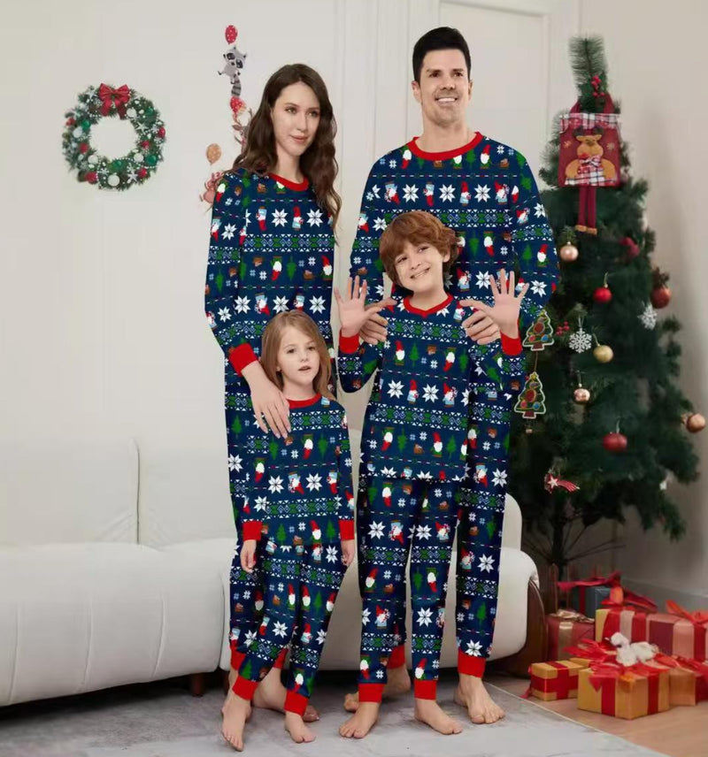 NAVY GNOMIE CHRISTMAS FAMILY PJS