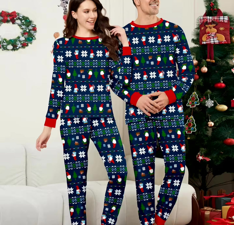 NAVY GNOMIE CHRISTMAS FAMILY PJS