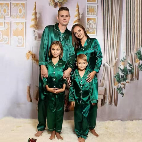 SILKY EMERALD GREEN FAMILY PJS