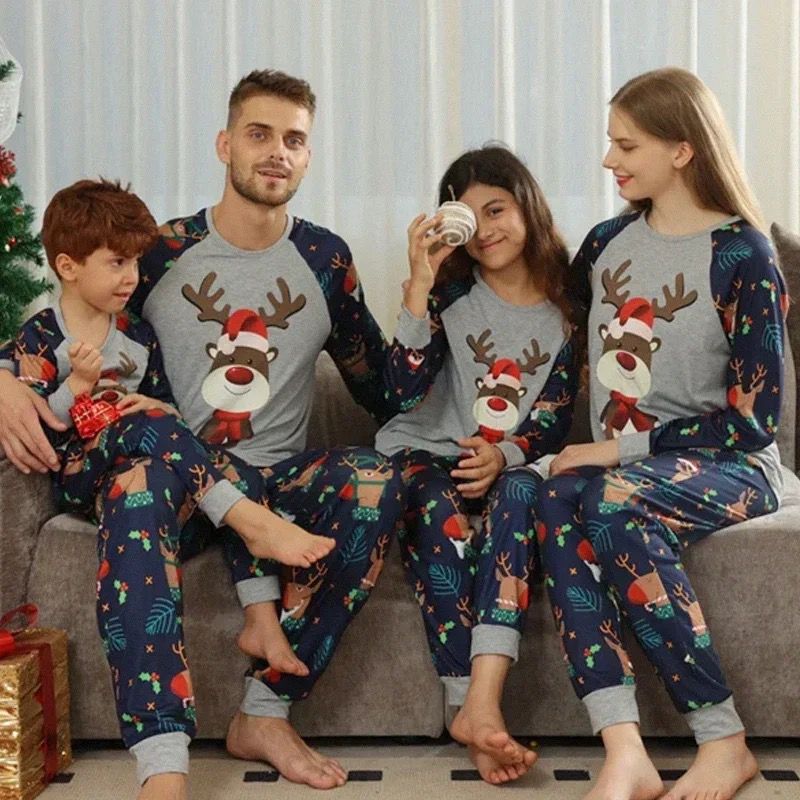 NAVY REINDEER CHRISTMAS FAMILY PJS