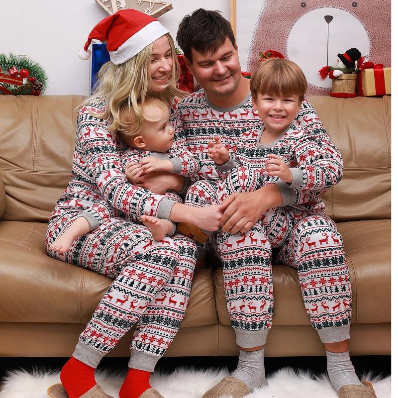 GREY/RED REINDEER SNOWFLAKE PRINT - CHRISTMAS FAMILY PJS